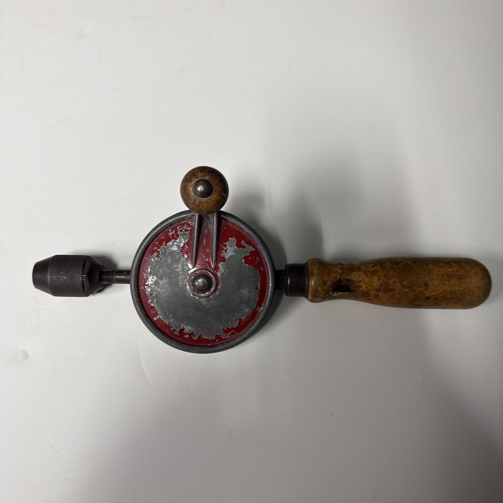 Vintage Egg Beater Hand Drill Red Gear Made in USA Wood‎ Working Manual Tool